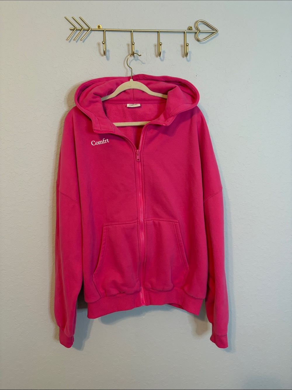 Comfort Full-Zip Hoodie Jacket in Bright Pink